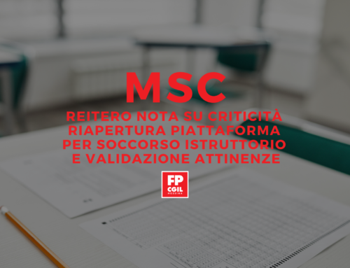MSC – Reitero nota su criticità riapertura piattaforma per soccorso istruttorio e validazione attinenze